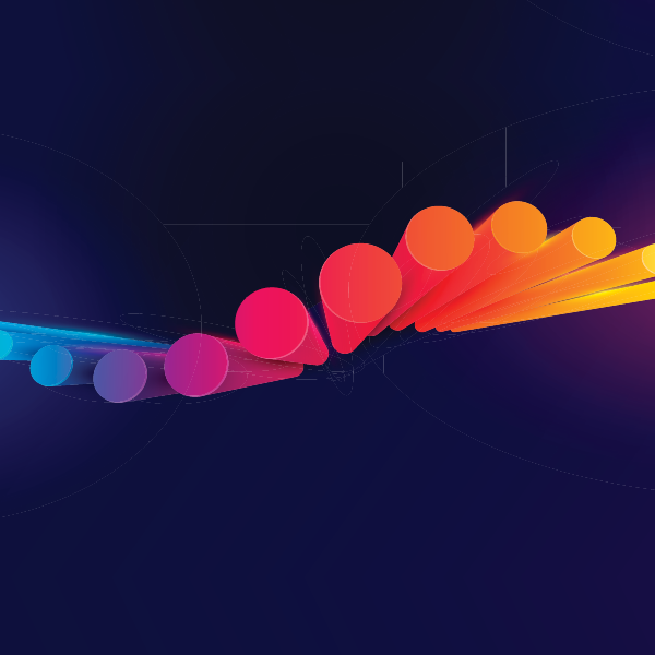 2023 Multicultural Marketing & Diversity Conference key art showing a wav form of rainbow-colored 3D dots